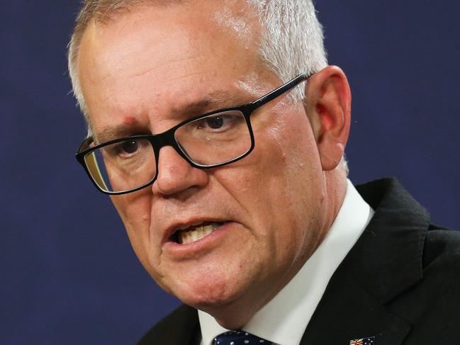 SYDNEY, AUSTRALIA - Newswire Photos- August 17, 2022: Former PM Scott Morrison addresses the media during a press conference in Sydney. Picture: Gaye Gerard / NCA Newswire