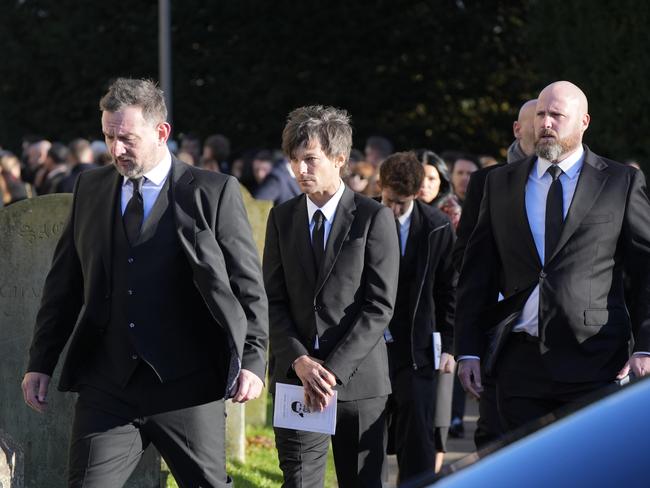 One Direction bandmate Louis Tomlinson at Liam Payne’s funeral. Picture: Getty Images