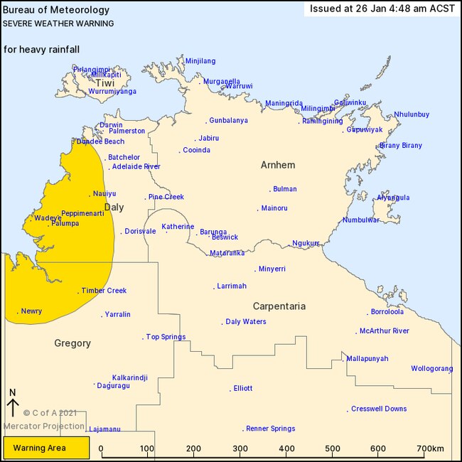 The monsoon trough is deepening across the Top End and a tropical low is expected to form near the southern Daly District during today.