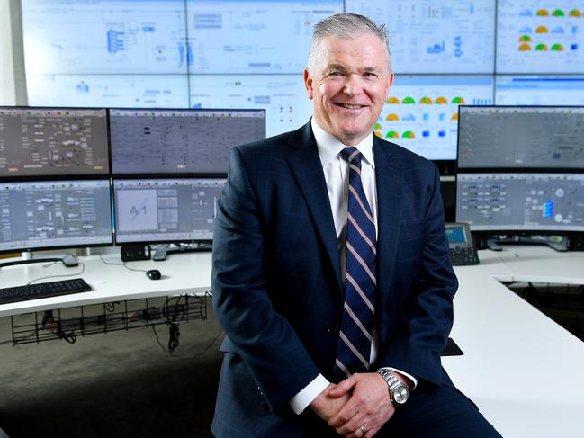 Santos Limited CEO Kevin Gallagher in a back up control room at their Adelaide headquarters Thursday June 4,2020.Picture Mark Brake