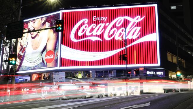 Pictured is the Coca Cola sign at the top of William Street at Kings Cross in Sydney.Picture: Richard Dobson