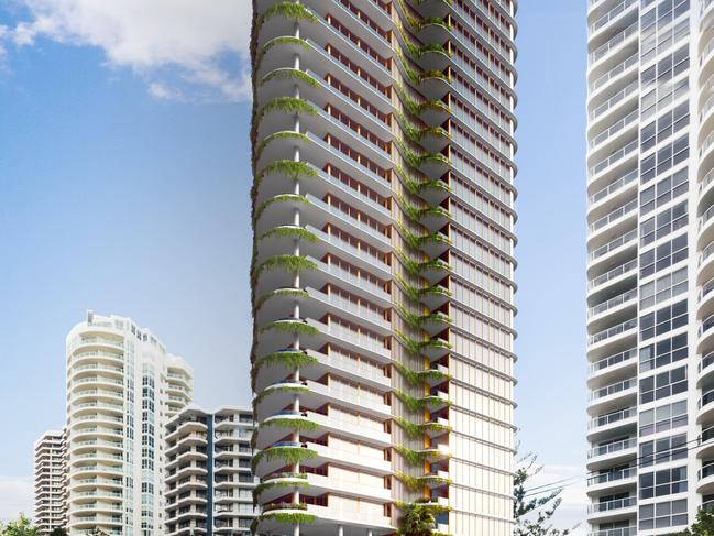 Artist impression of La Mer, a $95 million, 29-storey tower planned for Main Beach by Polites Property Group and Descon Group Australia