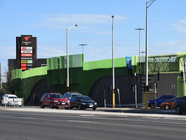 Stock Images: Cranbourne Park Shopping Centre. Exterior and signage.