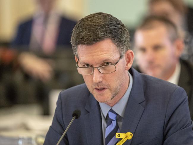 Transport Minister Mark Bailey at Estimates hearing. (AAP Image/Glenn Hunt)