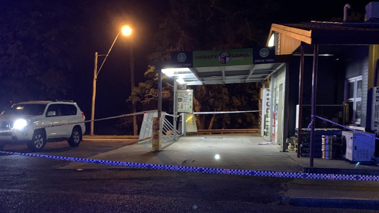 Police have set up a crime scene in Walkerston after an alleged car jacking at the O'Shea's bottle shop. Picture: Lillian Watkins