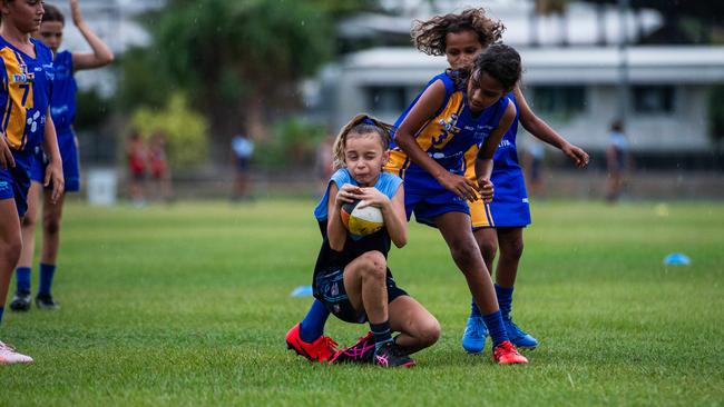 Under-10s compete in the first Darwin Buffaloes NTFL home game against Wanderers at Woodroffe Oval. Picture: Pema Tamang Pakhrin