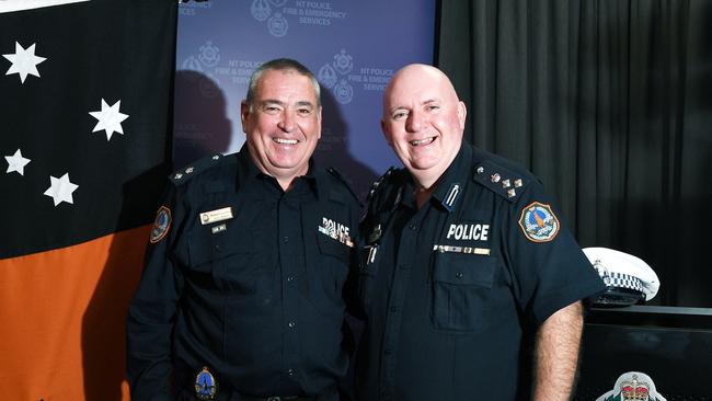 Detective Senior Sergeant Robert Jordan and Commander David Proctor both received the Australian Police Medal. Picture: Katrina Bridgeford