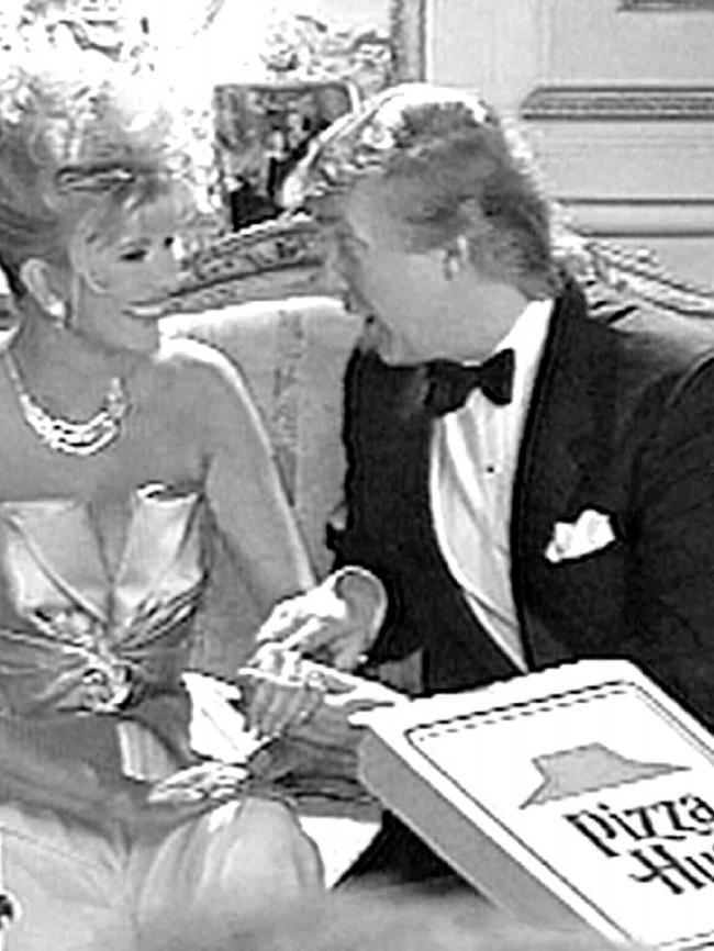 Donald with former wife Ivana in an ad for Pizza Hut.