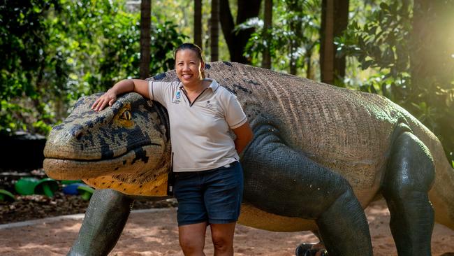 The unveiling the new megafauna nature playground at the Territory Wildlife Park just in time for school holidays. Park designer and TWP General manager of visitor services Jasmine Jan. Picture: Che Chorley