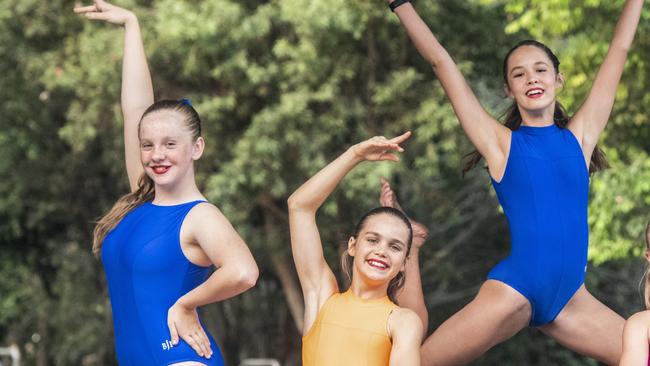 Grafton Physical Culture students Andrea Thomson, Eliza Berrick and Bree Hunter were ready for national titles. Photo: Adam Hourigan