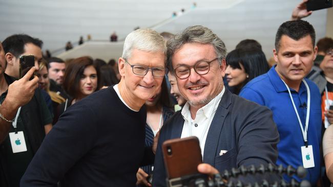 Apple CEO Tim Cook poses during the 2019 iPhone launch at Apple's headquarters in Cupertino. Picture: AFP