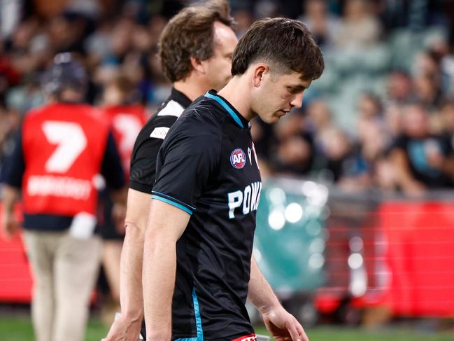 Zak Butters after being subbed out of the qualifying final last year. Picture: Michael Willson/AFL Photos