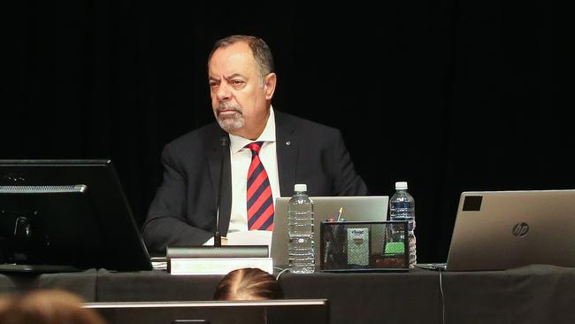 Nick Kaldas oversees day 2 of the commission’s 12th public hearing into veteran and defence suicide. Picture: NCA NewsWire / Gaye Gerard