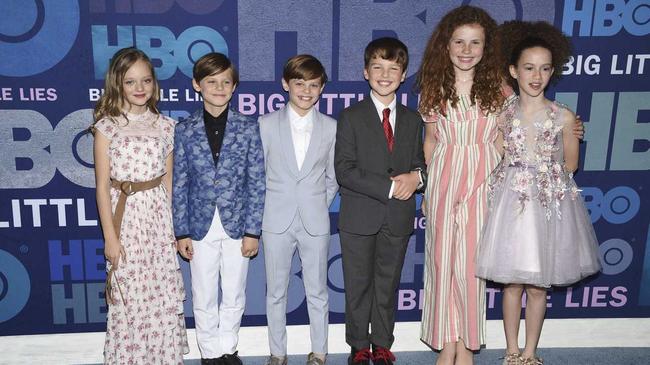 Actors, from left, Ivy George, Cameron Crovetti, Nicholas Crovetti, Iain Armitage, Darby Camp and Chloe Coleman attend the premiere of HBO's "Big Little Lies" season two at Jazz at Lincoln Center on Wednesday, May 29, 2019, in New York. Picture: Evan Agostini/AP