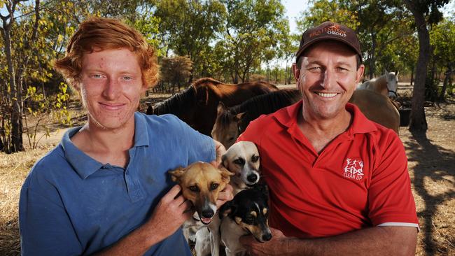 Jack Laidlaw and Allan Brahminy with a few of the resident animals at the Brahminy Foundation rehabilitation facility