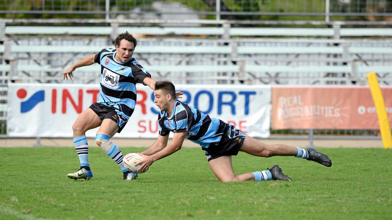 Norths Chargers Ryan Franks goes in for a try. Picture: Allan Reinikka ROK310319aleague1