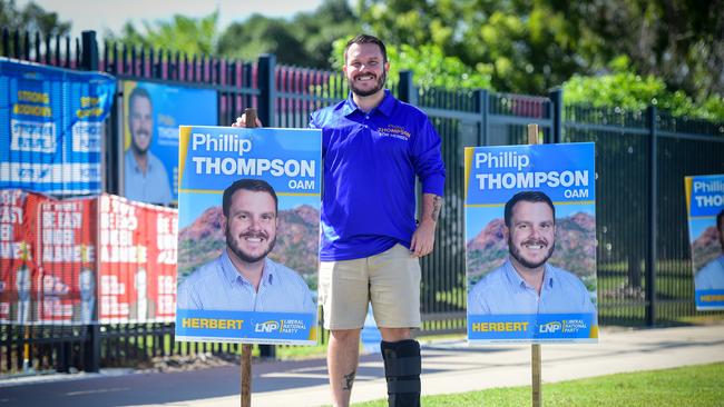 2022 Federal Election. Images from around the Townsville electorate. Voting at Bohlevale State School, north of Townsville. LNP Herbert Candidate, Phillip Thompson.