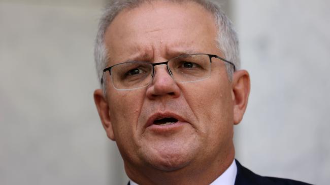 Prime Minister Scott Morrison during a press conference in Parliament House, Canberra. Picture: NCA NewsWire / Gary Ramage