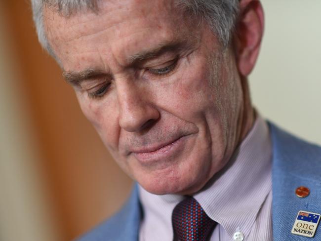 Former One Nation Senator Malcolm Roberts holds a press conference at Parliament House in Canberra on Friday after the High Court handed down its decision. Picture: AAP Image/Lukas Coch