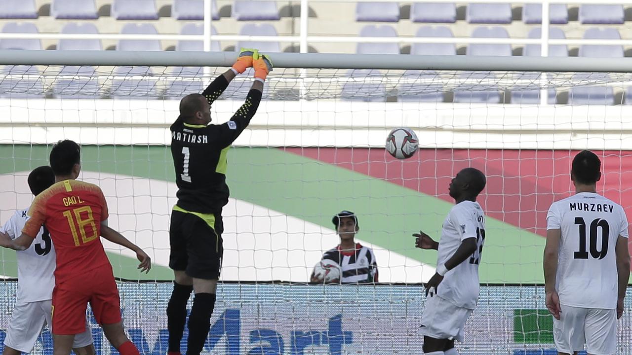 Kyrgyz Republic's goalkeeper Pavel Matiash had a moment to forget.