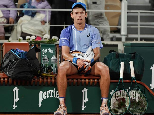 Alex De Minaur went out in straight sets. Picture: Dimitar Dilkoff/AFP