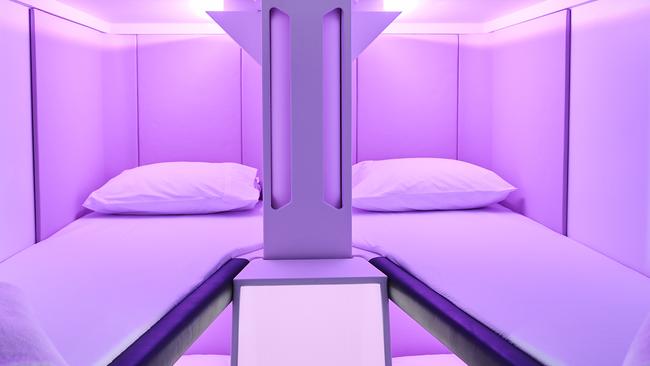 Air New Zealand economy passengers will be able to book the sleeping pods for an extra cost. Picture: Supplied