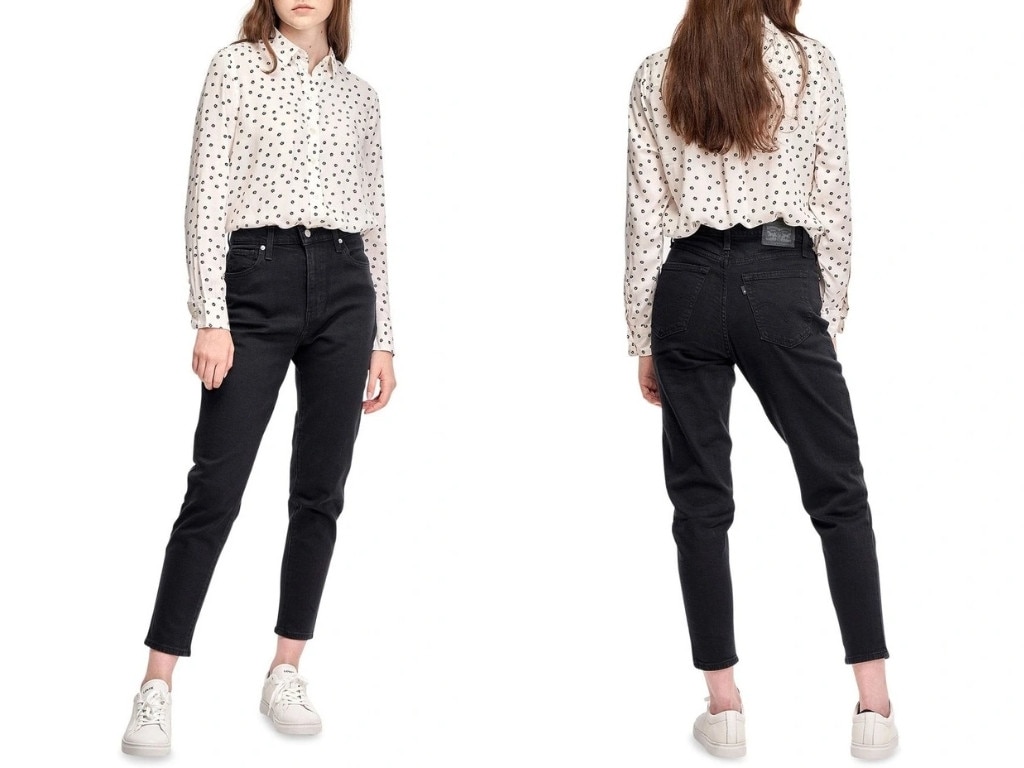 Levi’s High-Waisted Mom Jeans in Flash Black. Picture: Myer.