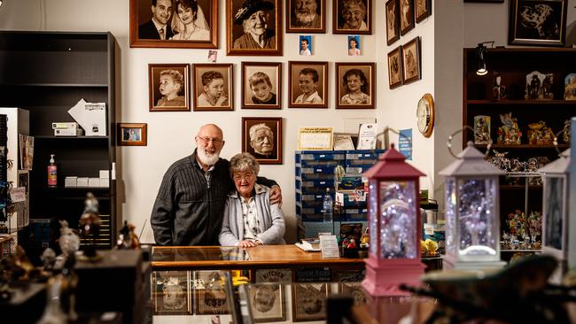 Kaye and Malcolm Hill in their toy shop, Greenhills of Aldgate. Picture: Matt Turner.