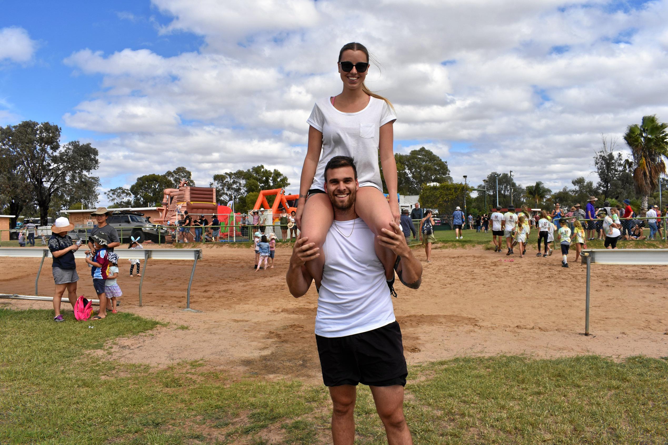 Chloe Rose Tucker and Lyndsay Walker - winners of the wife carrying race