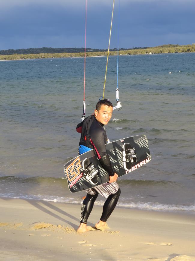 Hold tight: Kite surfing on Dolls Point