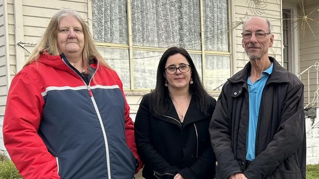 Vicki Banks, her part-time carer Robert Hedges and Ella Haddad.