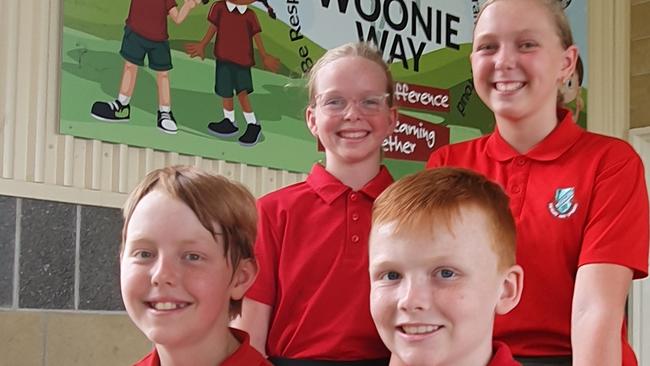 Woongarra State School 2023 leaders. Back (left to right): Macy and Lily, and front (left to right): Hayden and Jude.