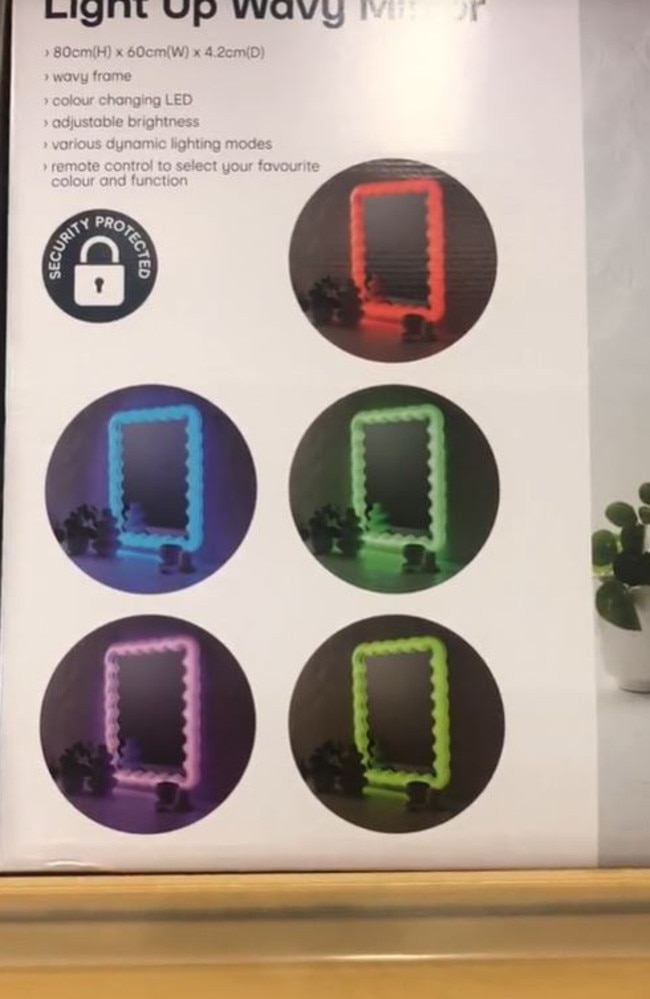 Aussies are obsessed with Kmart's affordable Light Up Wavy Mirror. Picture: TikTok