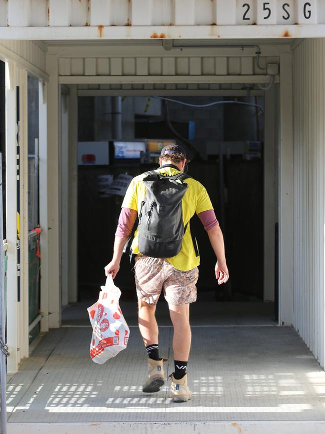 Many workers walked off site this morning as their future remains hanging in the balance. Picture Glenn Hampson