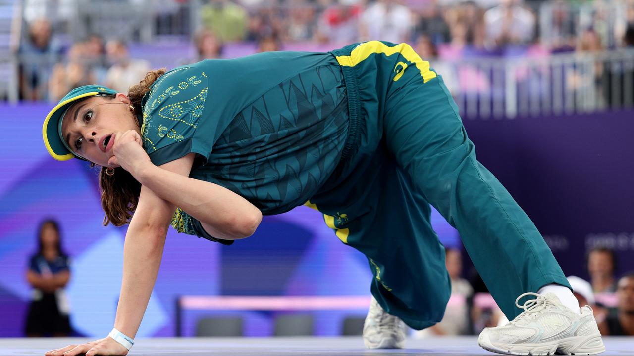 Rachael Gunn strikes a thoughtful pose during a routine that left the world wondering what she was thinking. Picture: Elsa/Getty Images