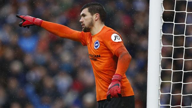 Mathew Ryan in action for Brighton and Hove Albion.