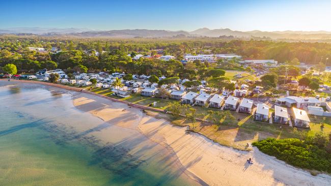 An aerial photo of Pottsville and the town’s Holiday Park in the Tweed Shire. Picture: Tweed Shire Council