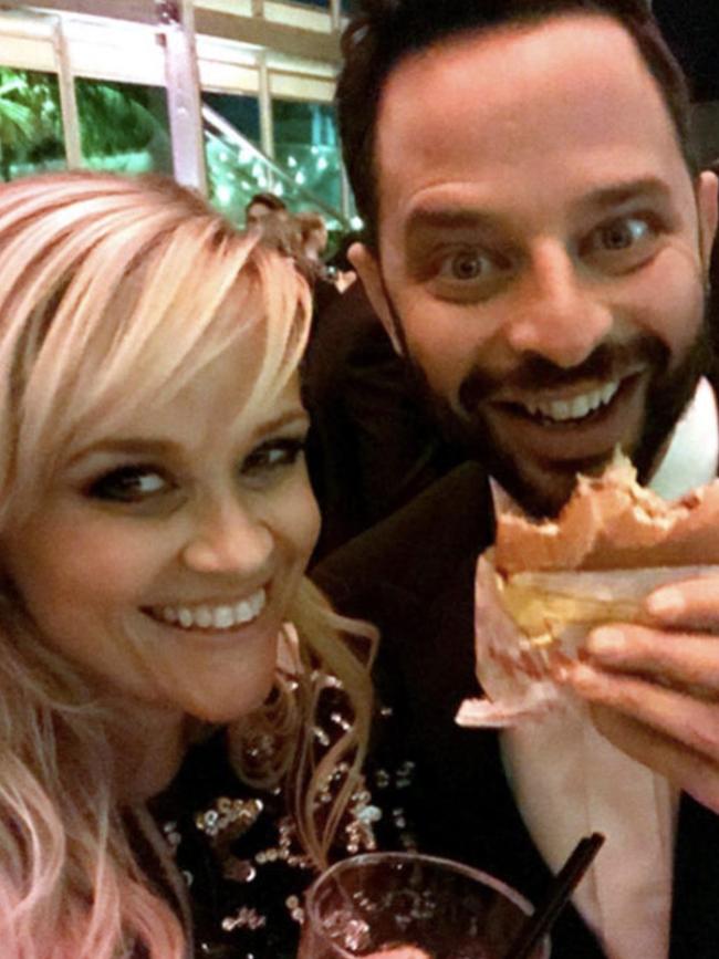 Reese Witherspoon and Nick Kroll opted for some In-N-Out after the 2017 Oscars. Picture: Instagram