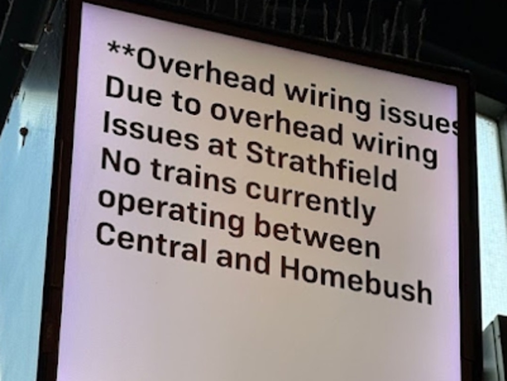 There are train delays between Central and Homebush stations due to 