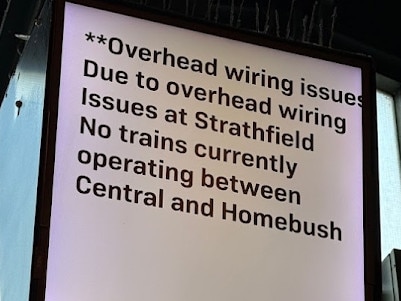 There are train delays between Central and Homebush stations due to 