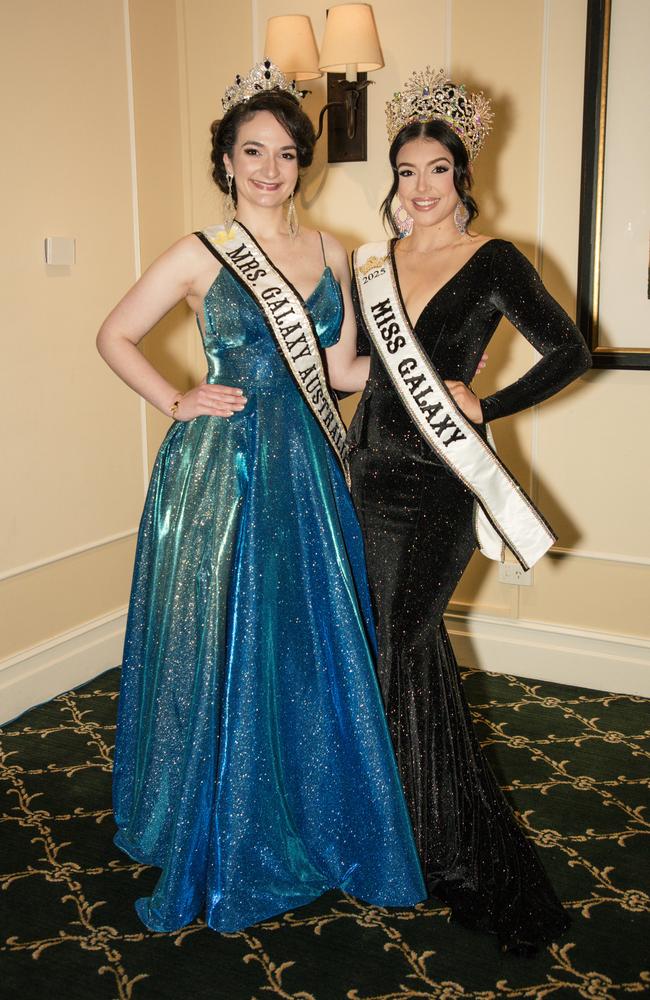 Mrs Galaxy Eleni Selleck and Jazinda Barnes Miss Galaxy at the Intercontinental Sanctuary Cove hosts the Miss Australia National Final and crowning of three Miss Australia’s on the Gold Coast. Picture: Glenn Campbell