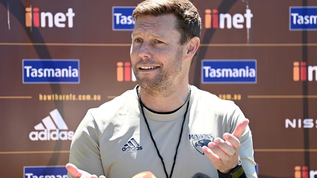 New Hawthorn coach Sam Mitchell says he isn’t putting any expectations just yet on his players. Picture: Quinn Rooney/Getty Images