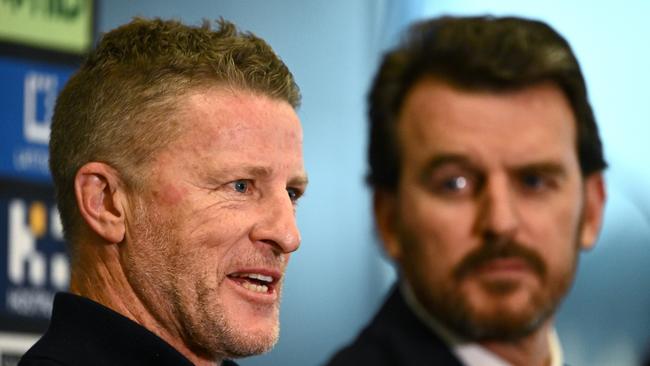 Damien Hardwick and Brendon Gale. Picture: Quinn Rooney/Getty Images