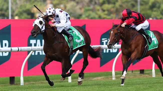 Tim Clark and Dublin Down cause an upset win in the Group 3 Pago Pago Stakes at Rosehill. Picture: Getty Images