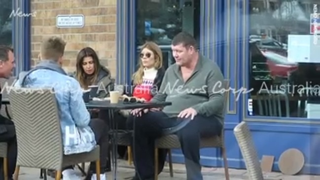 James Packer grabs coffee with his girlfriend and Jodhi Meares in Aspen.