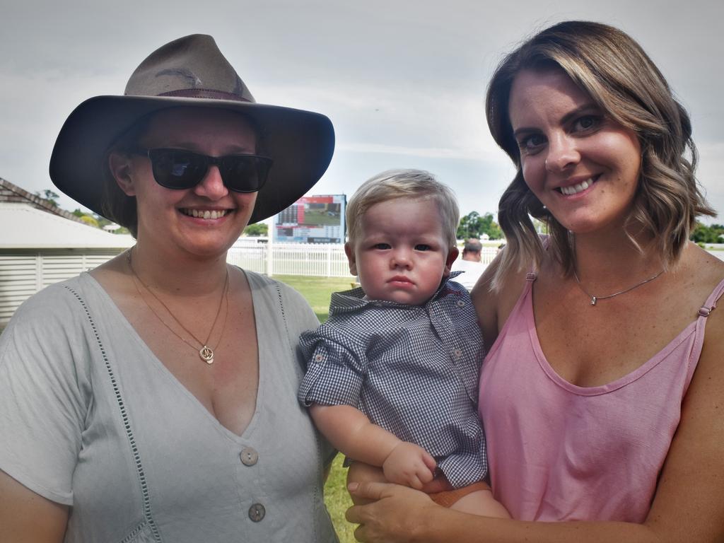 Elle-May Sullivan, Maverick Green and Sophie Wiblen at the Blues, Brews &amp; BBQs Day at Clarence River Jockey Club on Sunday, 14th March, 2021. Photo Bill North / The Daily Examiner