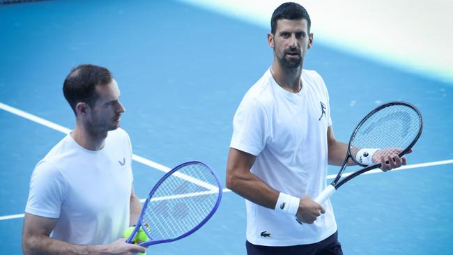 Djoker and Murray ahead of the Aus Open. Picture: David Caird