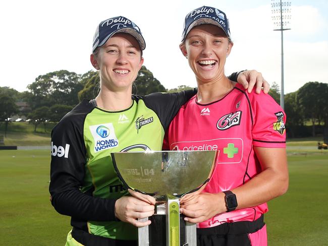 Rivals on-field, the WBBL semi-final teams are also keen to promote kindness for Dolly’s Dream.Pic: Richard Dobson