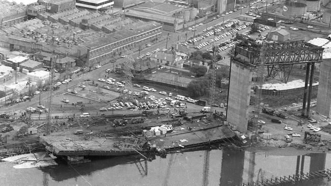 Aerial view of the collapse, which killed 35 workers.