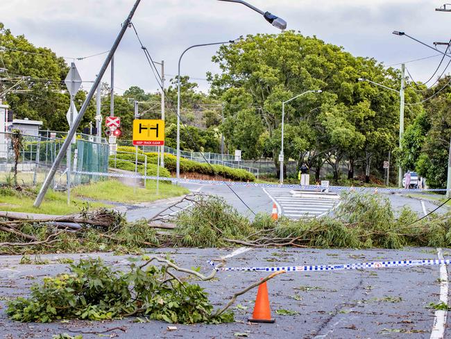 Trains and traffic are suspended through Woodridge due to fallen trees, Tuesday, February 1, 2022 - Picture: Richard Walker